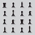 Set Of Black Chess Pieces Stickers