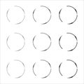 Set of black circles. Round frames in doodle style. Doodle circles for design elements.