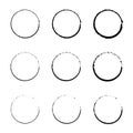 Set of black circles. Round frames in doodle style. Simple hand drawn circle.
