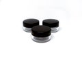 Set of 3 black clear empty containers for skin care cosmetics or food storage