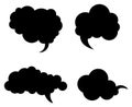 Black cloud speech bubbles set Royalty Free Stock Photo