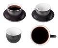 Set of black coffee espresso cups Royalty Free Stock Photo