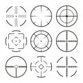 Set of black crosshairs icons. Royalty Free Stock Photo