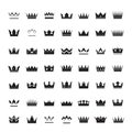 Set of black crowns and icons