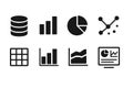 Set of black data and analytics icons in glyph style Royalty Free Stock Photo