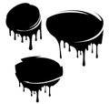 Set of 3 black decors with paint drips. Vector illustration for your design Royalty Free Stock Photo