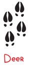 Set of black deer footprints, icon, isolated object on white background, vector illustration, Royalty Free Stock Photo