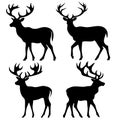 Set Of Black Deer Silhouettes