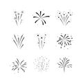 Set of black difference fireworks icons. Collection of firecracker. Design on white background. Royalty Free Stock Photo