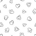 A set of black different hearts, seamless pattern, vector illustration, Valentine`s Day or wedding concept Royalty Free Stock Photo