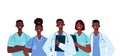 Set of Black doctors characters. Medical team concept in vector illustration design. Medical staff doctor nurse Royalty Free Stock Photo