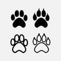 Set of black dogs paw print silhouette. Dog claw. Vector illustration. Isolated on white background Royalty Free Stock Photo