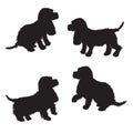 Set of black dogs silhouette isolated on white background, puppy Royalty Free Stock Photo