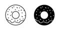 Set of black donut icons