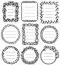 Set of black doodle frames for bullet journal, notebook, diary, and planner isolated on white background. Hand-drawn vector Royalty Free Stock Photo