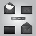 Set black envelopes. Open and closed envelope