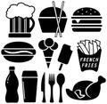 Set black fast food objects