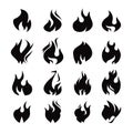 Set of black flame icon