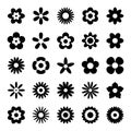 Set of Black Flower Icons Isolated on White Royalty Free Stock Photo