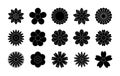 Set of black Flowers icons. Greeting cards. Stickers and labels. Mothers Day, Womens day