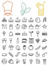 Set of black food and drinks icons.