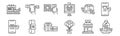 Set of 12 black friday icons. outline thin line icons such as discount, gifts, smartwatch, package, qr code, online shopping