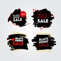 Set of Black Friday Sale Banners with Abstract Grungy Pattern. Promo Post Design Templates for Social Media Marketing