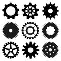 set of black gear illustration vector