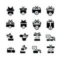 Set black gift and bubble talk icons