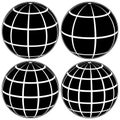 set black globe 3D model of the Earth or of the planet, model of the celestial sphere with coordinate grid, vector field