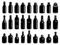 Set of black glossy different bottles.Simple style