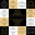 Set of black gold framed labels. Monograms for design Royalty Free Stock Photo