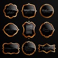 Set of black gold labels. Royalty Free Stock Photo