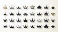 Set of black and golden crowns isolated on white background. Vector illustration. Generative AI Royalty Free Stock Photo