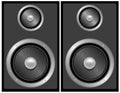 Set of Black and Grey Stereo Speakers Royalty Free Stock Photo