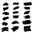 Set of black grunge artistic brush strokes