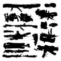 Set of Black Grunge Brush ink Stroke.