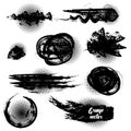 Set of black grunge brushes and design elements. Vector