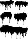 Set of 4 black grunge decors with paint drips. Vector illustration for your design. Royalty Free Stock Photo