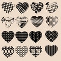 Set of black grunge hearts. Design for Valentine's day Royalty Free Stock Photo