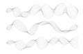 Set of black halftone waves on white background. Curve shape with small particles. Abstract liquid shapes, wave effect
