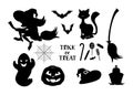 Set of black Halloween icons. vector illustration Royalty Free Stock Photo