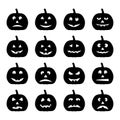 Set of black halloween pumpkins, vector illustration Royalty Free Stock Photo