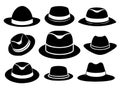 set of black hats icons isolated on white background Royalty Free Stock Photo