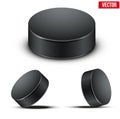 Set of Black Hockey pucks. Vector Illustration.