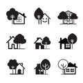 Set of black house icon. Vector Illustration