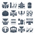 Set of black icons cockpit airplane, cabin interior Royalty Free Stock Photo