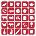 Set of black icons of different type of food