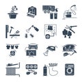 Set of black icons household appliances, equipment