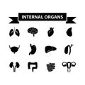 Set of black icons of internal organs.